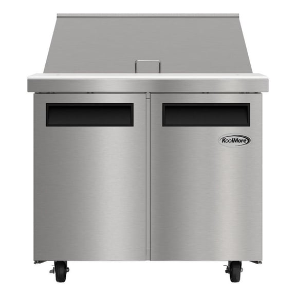 Pemberly Row 36" Commercial 2-Door Refrigerated Mega Salad & Sandwich Prep Table