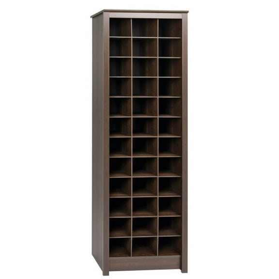 Pemberly Row 36 Cubby Shoe Cabinet in Espresso