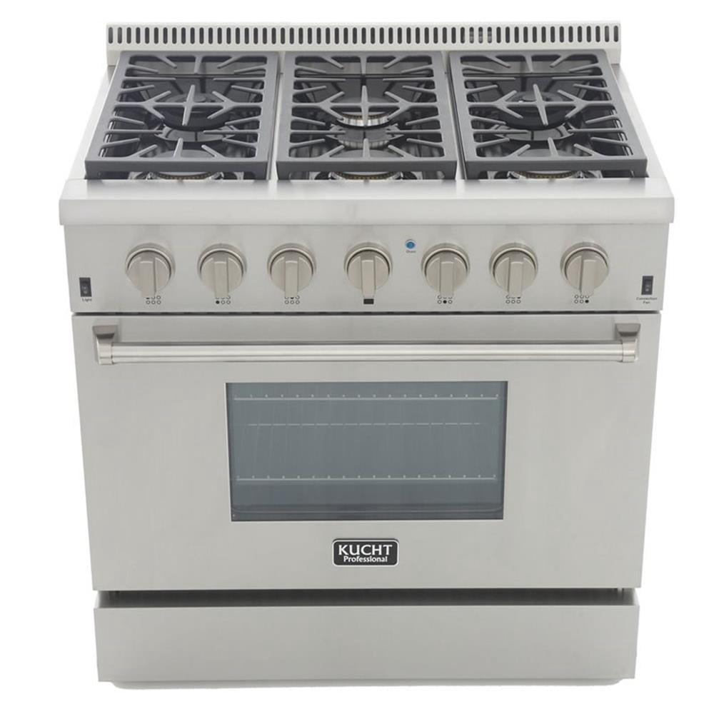 Pemberly Row 36" Dual Fuel Natural Gas Range with Knobs in Silver