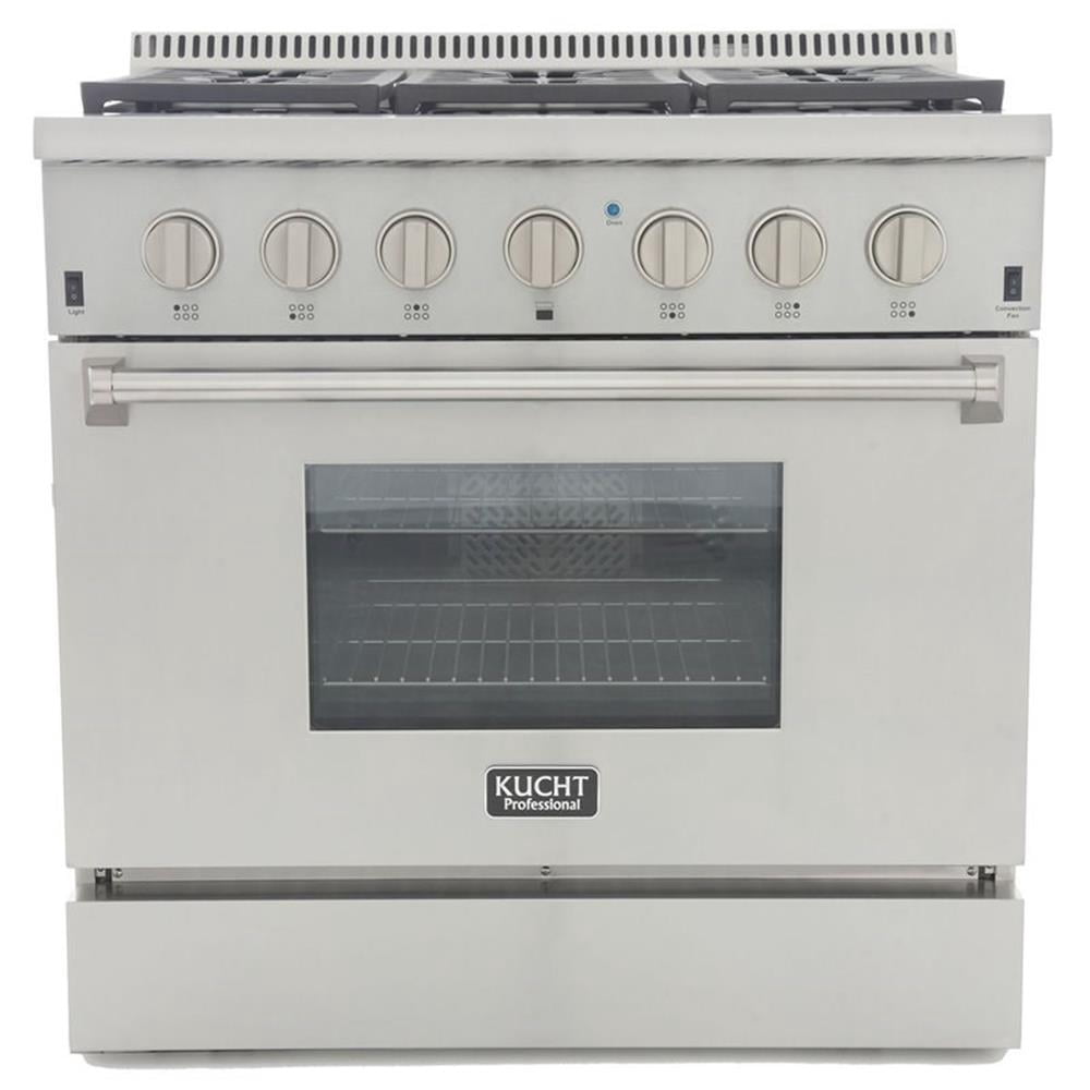 Pemberly Row 36" Dual Fuel Propane Gas Range with Knobs in Silver