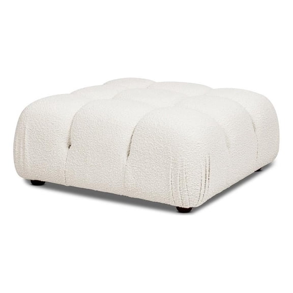 Pemberly Row 36" Modular Modern Cocktail Ottoman Ivory White Boucle