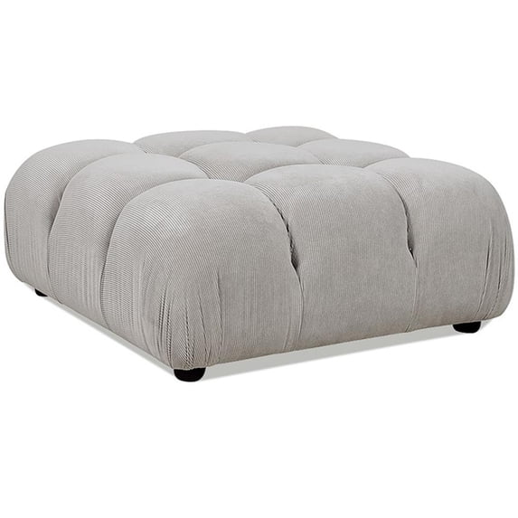Pemberly Row 36" Modular Modern Cocktail Ottoman Pebble Gray Corduroy