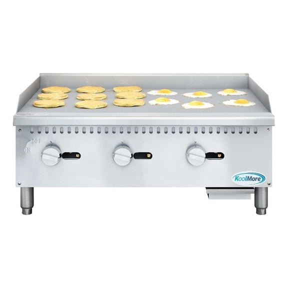 Pemberly Row 36" Natural Gas 3-Burner Griddle with 90000 BTU in Stainless Steel