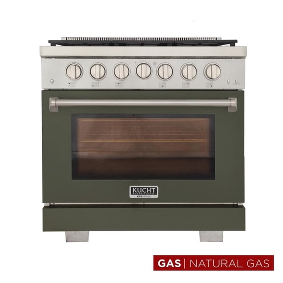 Pemberly Row 36" Natural Gas Rang in Olive Green with True Simmer Burners