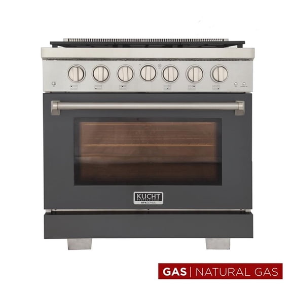 Pemberly Row 36" Natural Gas Range Oven in Cement Gray with True Simmer Burners