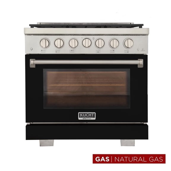 Pemberly Row 36" Natural Gas Range in Black with True Simmer Burners