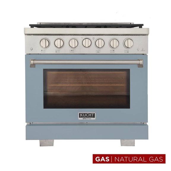 Pemberly Row 36" Natural Gas Range in Light Blue with True Simmer Burners