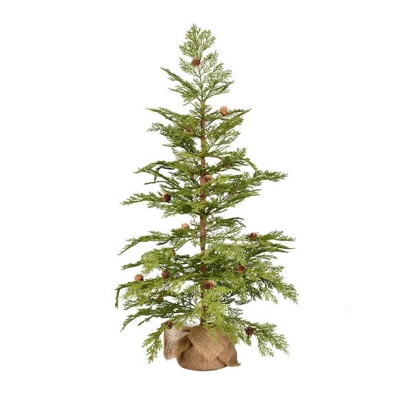 Pemberly Row 36" Plastic Cedar Pine Artificial Christmas Tree in Green
