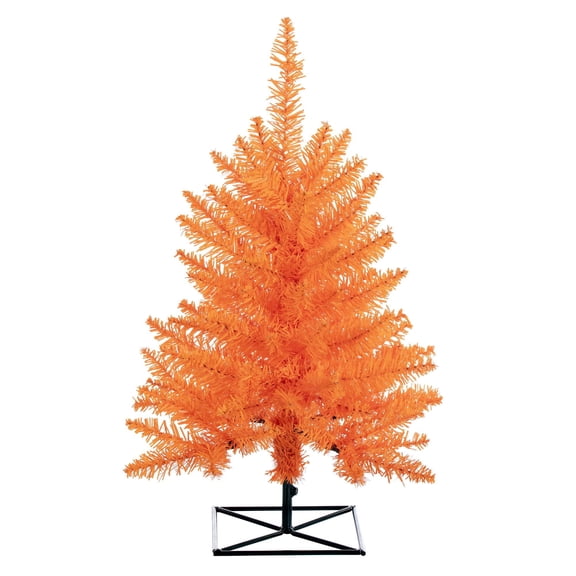 Pemberly Row 36" Plastic Fir Unlit Artificial Christmas Tree in Orange
