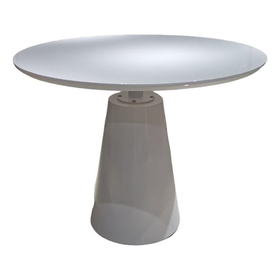 Pemberly Row 36" Round Dining Table w/ Lacquer Surface & Pedestal Base in White