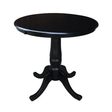 Pemberly Row 36" Round Top Adjustable Dining Table in Black