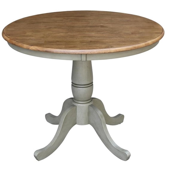 Pemberly Row 36" Round Wood Distressed Hickory / Stone Table-Dining Height