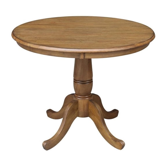 Pemberly Row 36" Solid Wood Round Top Pedestal Table - 28.9"H - Pecan