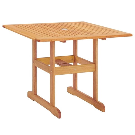 Pemberly Row 36" Square Outdoor Patio Eucalyptus Wood Dining Table in Natural
