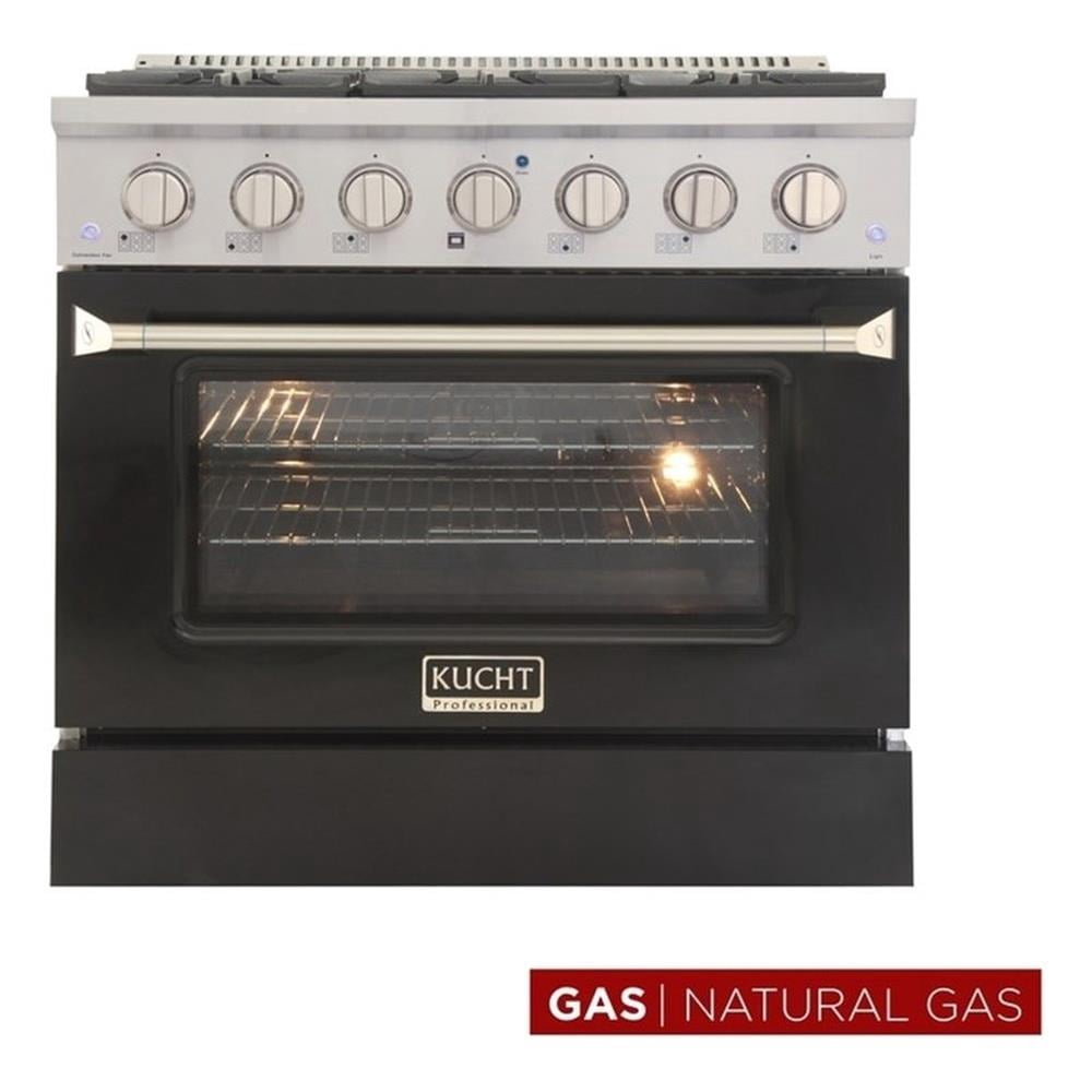 Pemberly Row 36" Stainless Steel Natural Gas Range in Silver/Black