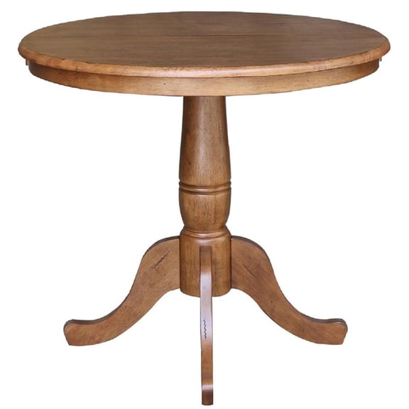 Pemberly Row 36" Wood Round Top Pedestal Table in Oak with 12" Leaf - 29.3" H
