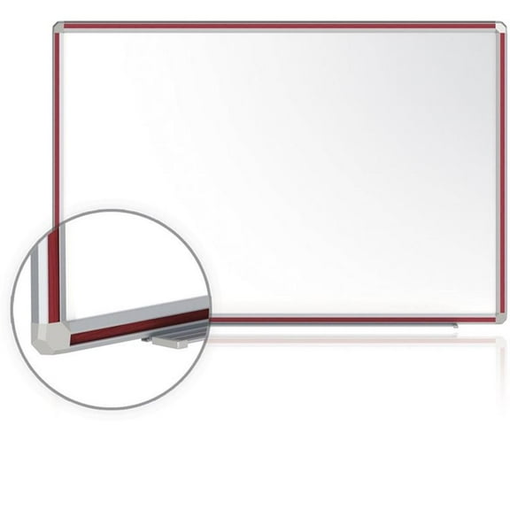 Pemberly Row 36"x48" Aluminum Frame Ceramic Magnetic Whiteboard - Cherry Trim