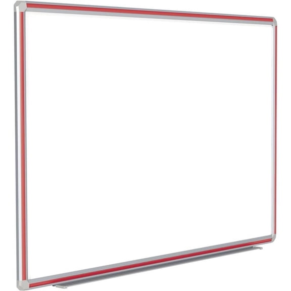 Pemberly Row 36"x48" Aluminum Frame Ceramic Magnetic Whiteboard - Red Trim