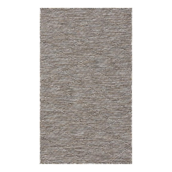 Pemberly Row 36"x60" Contemporary Fabric Rug in Gray and Mocha