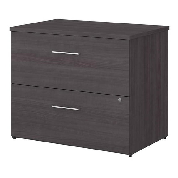 Pemberly Row 36W 2 Drawer Lateral File Cabinet in Storm Gray - Engineered Wood