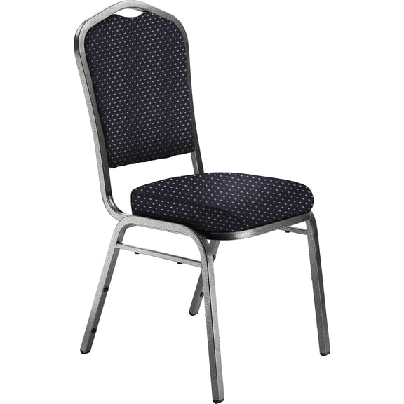 Pemberly Row 37" Metal and Fabric Stack Chair in Diamond Navy/Silvervein