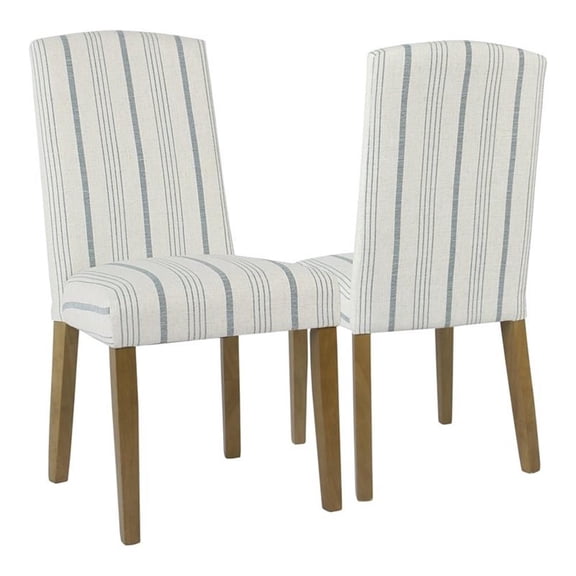 Pemberly Row 38.75" Traditional Fabric Parsons Dining Chairs in Blue (Set of 2)