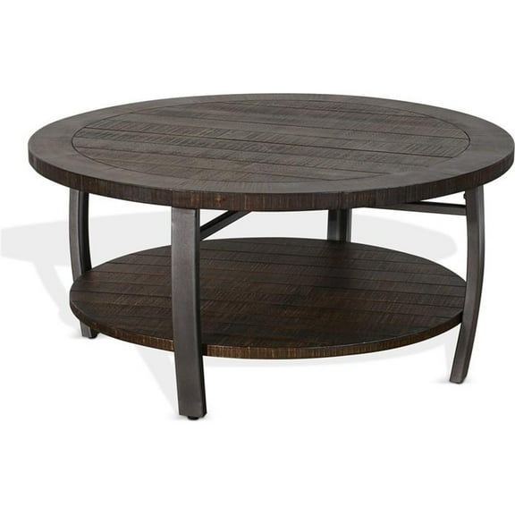 Pemberly Row 38" Mahogany Wood & Metal Coffee Table in Tobacco Leaf