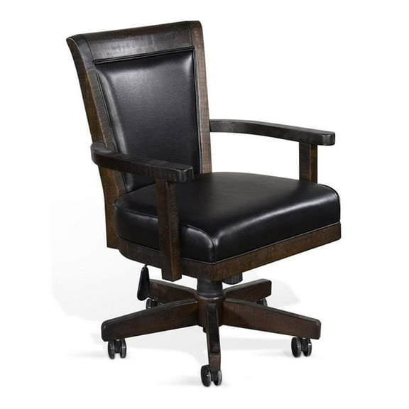 Pemberly Row 38" Transitional Wood Game Chair in Tobacco Leaf