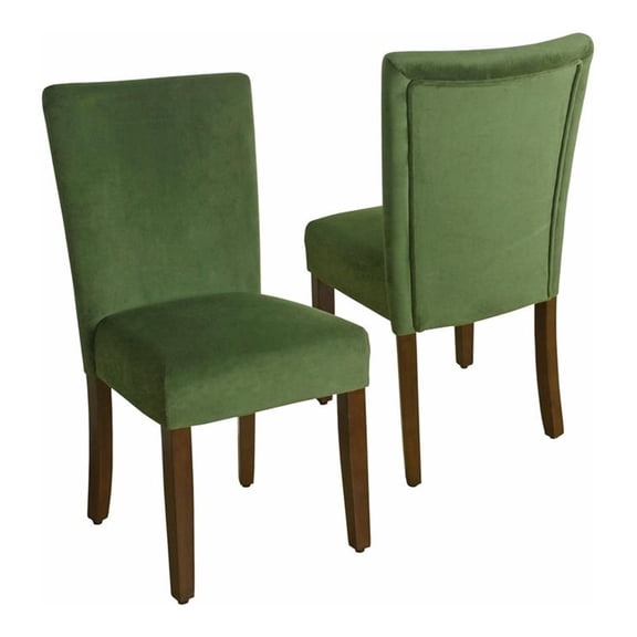 Pemberly Row 38" Wood and Velvet Parson Dining Chairs - Green (Set of 2)