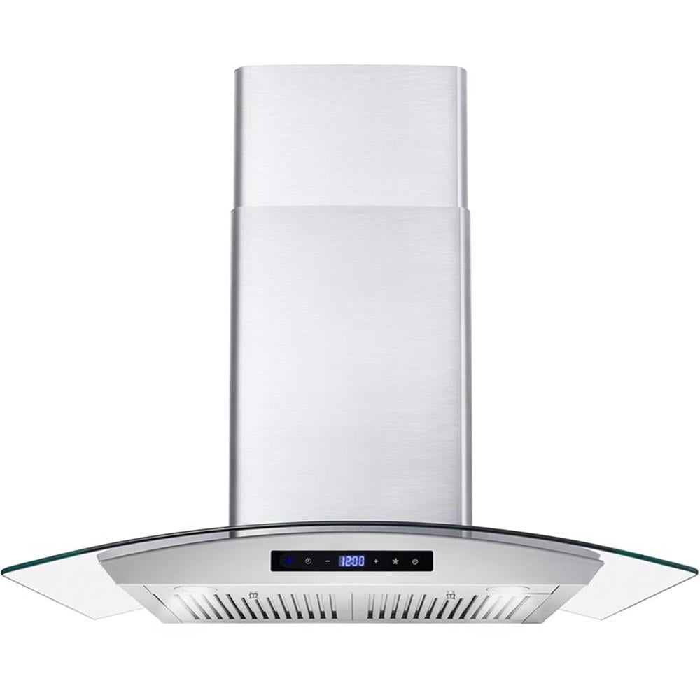 Pemberly Row 380 CFM Ducted Wall Mount Stainless Steel Range Hood - Silver