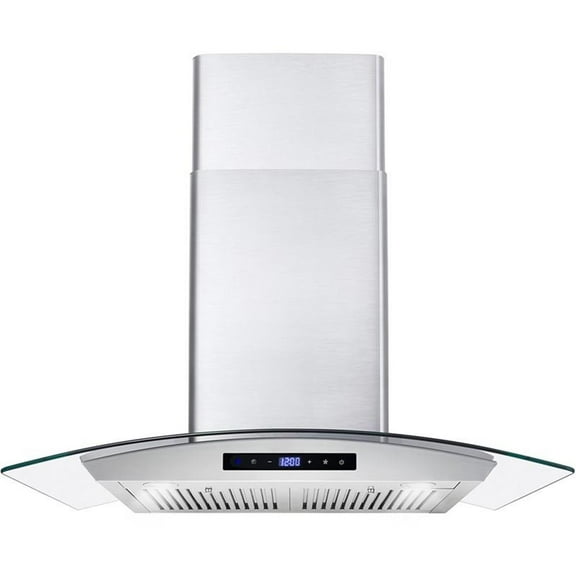 Pemberly Row 380 CFM Ducted Wall Mount Stainless Steel Range Hood - Silver