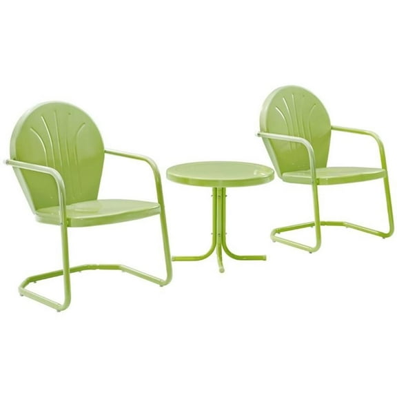 Pemberly Row 3Pc Metal Patio Conversation Set in Key Lime Green