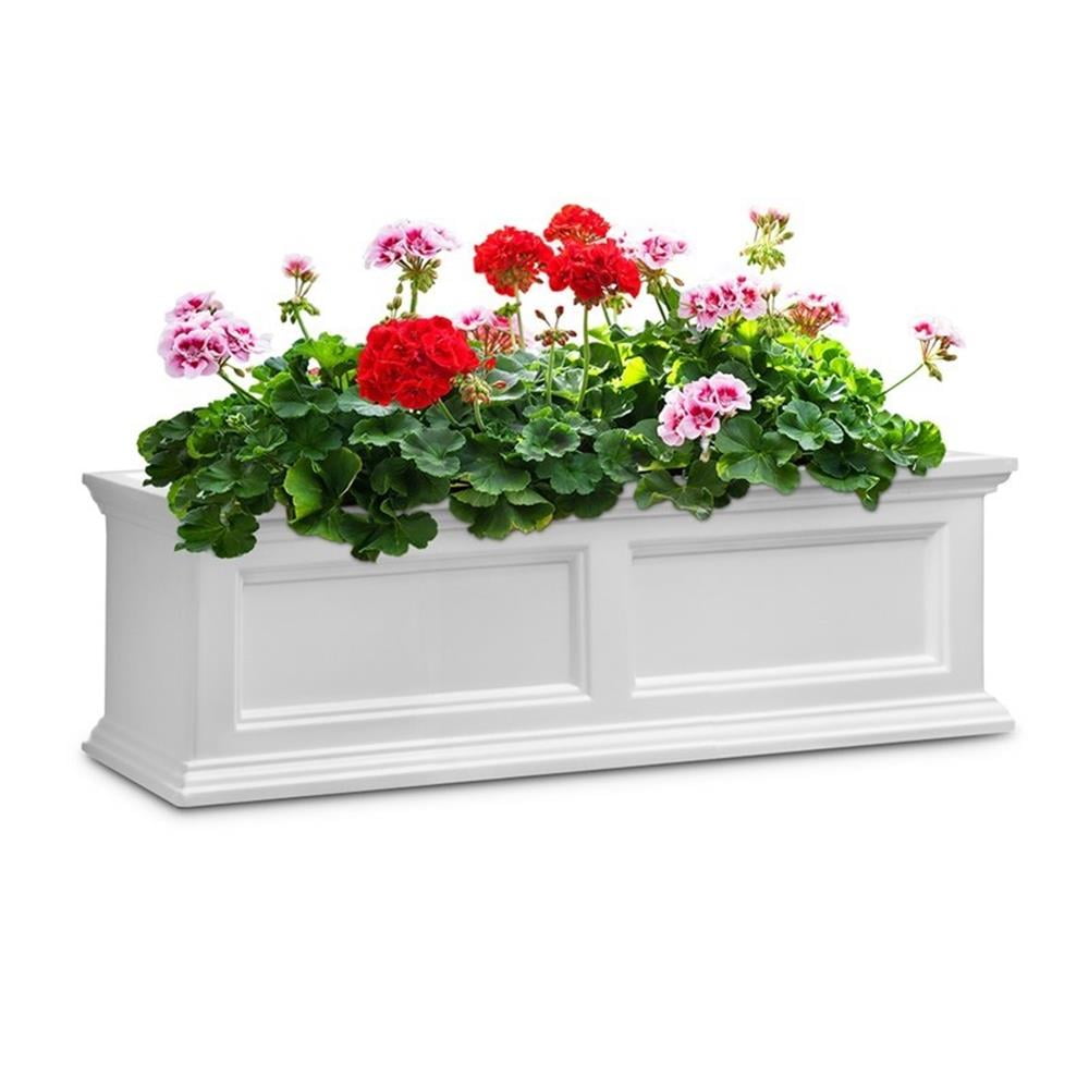 Pemberley Row Polyethylene White Window Box Rectangular Built-In Water Reservoir 36" Unassembled