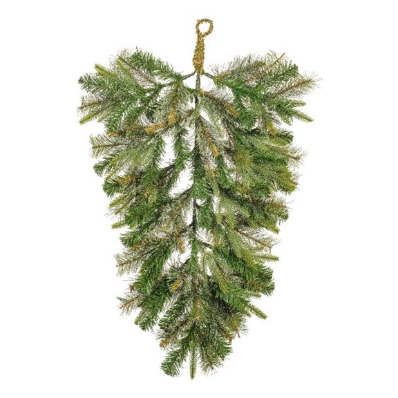 Pemberly Row 3x18" PE Cashmere Artificial Christmas Teardrop in Green