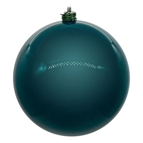Pemberly Row 4.75" Plastic Ball Ornament in Dark Teal Pearl (Set of 4)