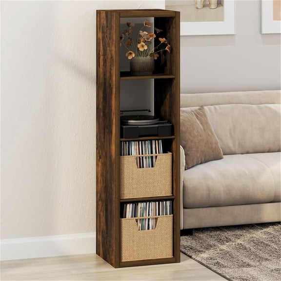 Pemberly Row 4-Cube Media Storage Organizer in Amber Pine