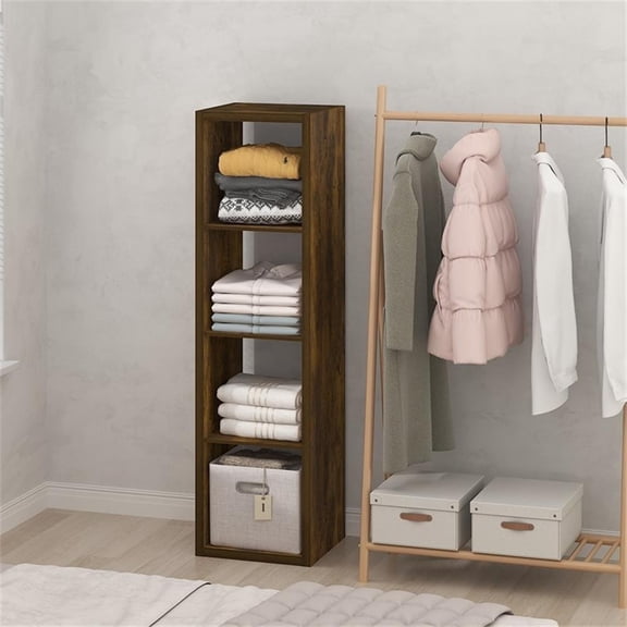 Pemberly Row 4-Cube Open Shelf Extra Thick Frame in Amber Pine