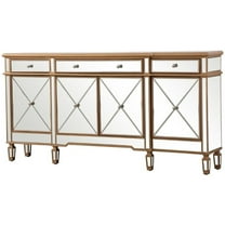 Pemberly Row 4 Door 72" Mirrored Sideboard in Hand Rubbed Antique Gold
