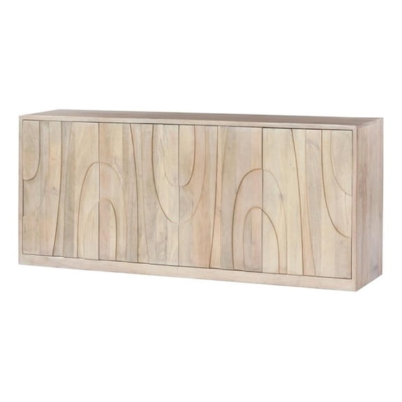Pemberly Row 4-Door Solid Mango Wood Sideboard in Brushed Ivory