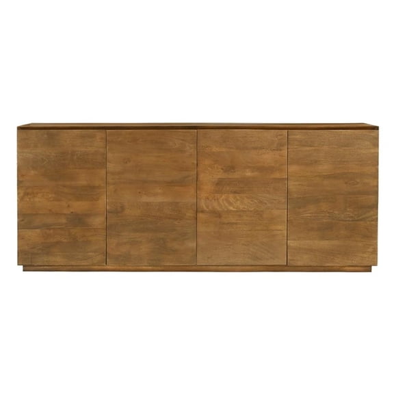 Pemberly Row 4-Door Solid Mango Wood Sideboard in Spice Tan Finish