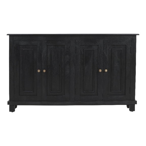 Pemberly Row 4-Door Solid Wood Mango Sideboard in Charcoal Gray