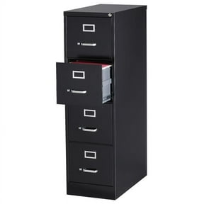 Pemberly Row 4 Drawer 26.5" Deep Letter File Cabinet in Black, Fully Assembled