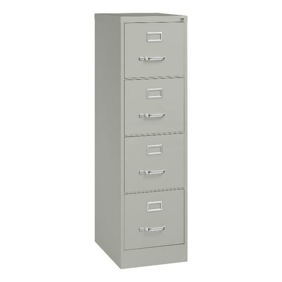 Pemberly Row 4-Drawer Contemporary Metal Vertical Filing Cabinet in Light Gray