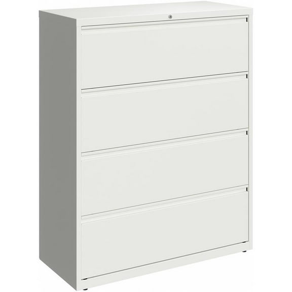 Pemberly Row 4-Drawer Modern Metal Lateral Filing Cabinet in White