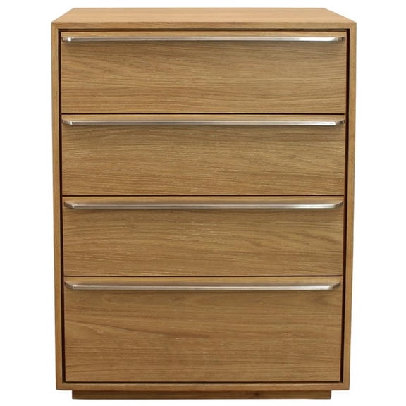 Pemberly Row 4-Drawer Oak Wood Dresser with Metal Handles in Natural Finish