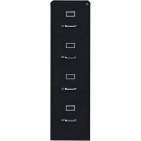 Pemberly Row 4 Drawer Steel 25" Deep Letter File Cabinet in Black