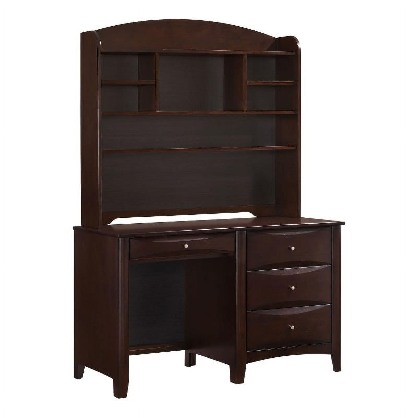 Pemberly Row 4-Drawer Wood Computer Desk With Hutch In Cappuccino ...