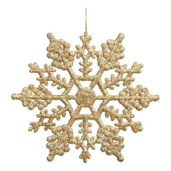 Pemberly Row 4" Glitter Snowflake Christmas Ornaments in Gold (Set of 24)
