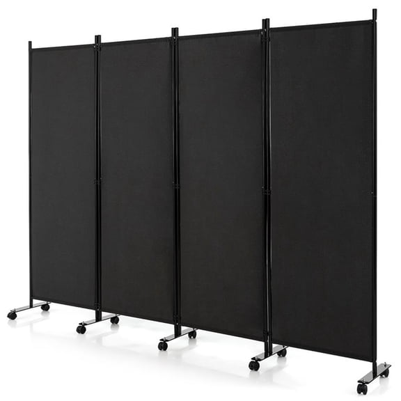 Pemberly Row 4 Panel Folding Room Divider 6FT Rolling Privacy Screen Black
