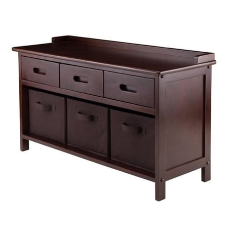 Pemberly Row 4-Piece 20.67" Solid Wood Storage Bench in Antique Walnut